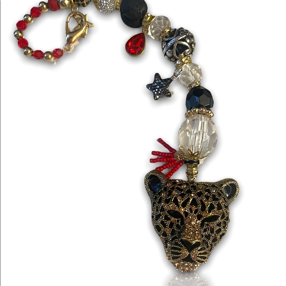 Cheetah Dangle “Rubies & Gold” (Suncatcher)